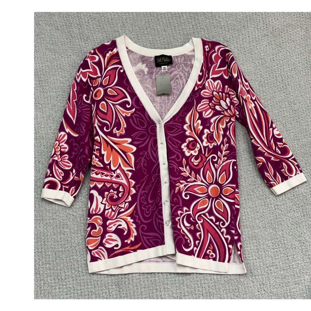 Bob Mackie Women's Purple Pink 3/4 Sleeve Top Size XXS #64233